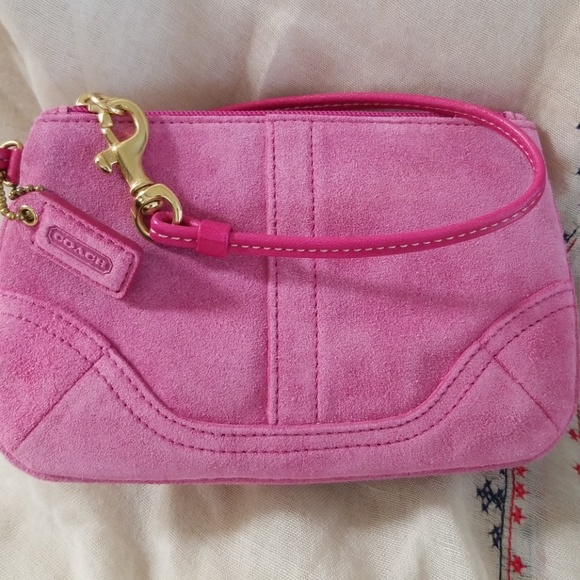 Coach Pink Suede Small Wristlet - Picture 5 of 5